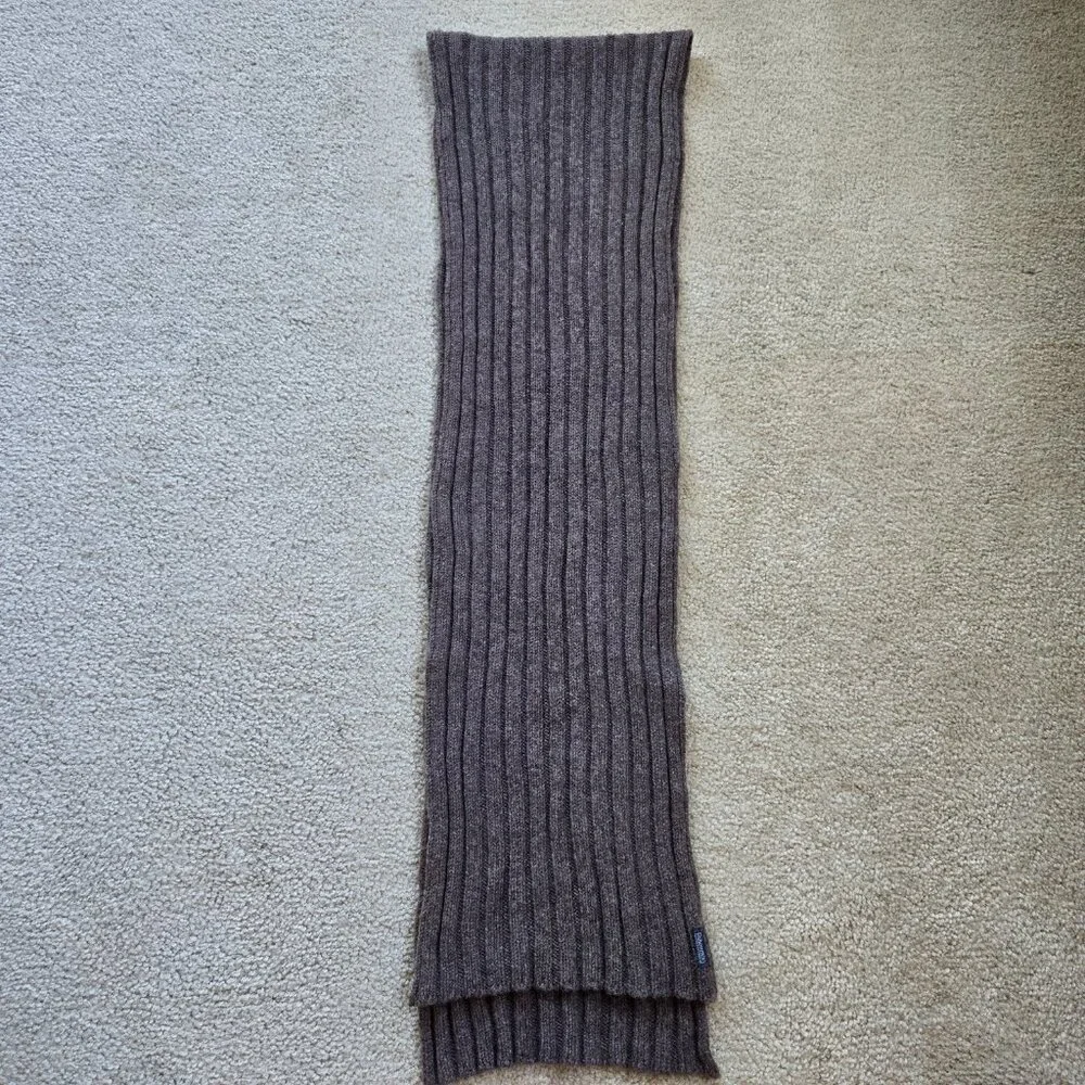 Brown Ribbed Lambswool Scarf made in Ireland - Picture 7 of 9
